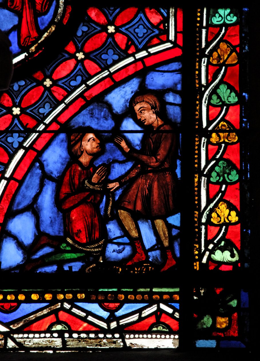 Fönster w05 föreställande magikern Hermogenes och Filetus av French School