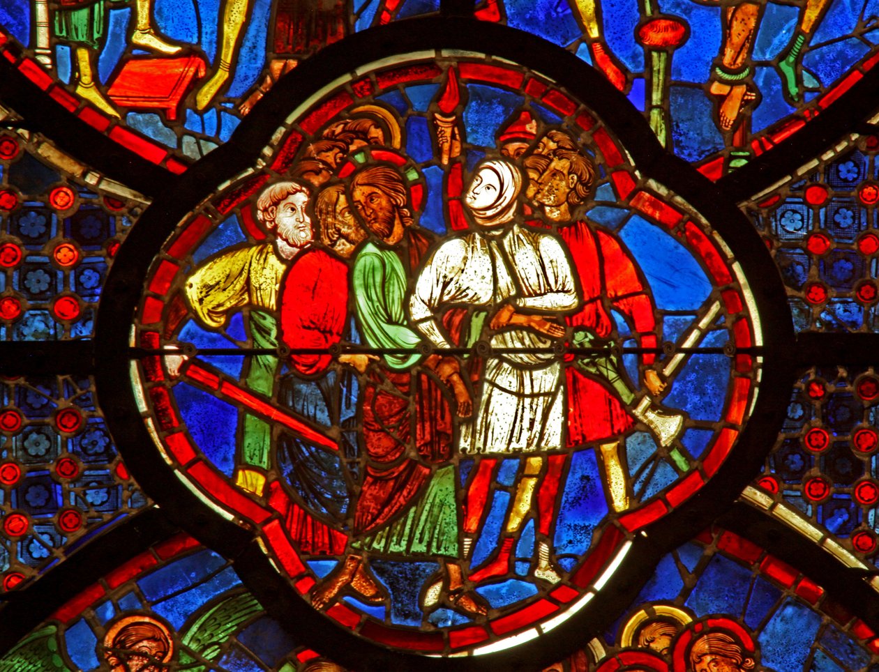 Fönster w0 som visar förräderiet av Judas av French School