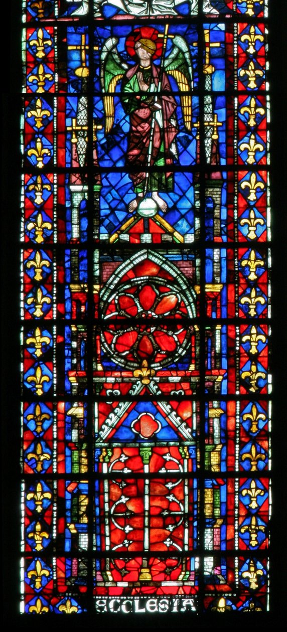 Fönster w100 föreställande kyrkokatedralen i Reims av French School