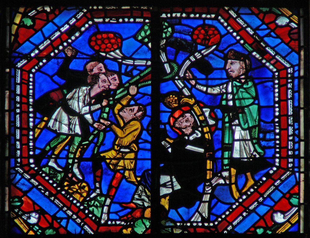 Fönster w104a som visar Sankt Martin och tallens mirakel av French School