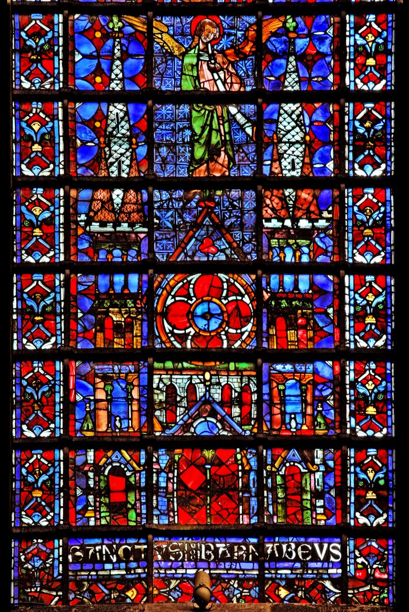 Fönster w107 som visar kyrkans katedral i Therouanne av French School