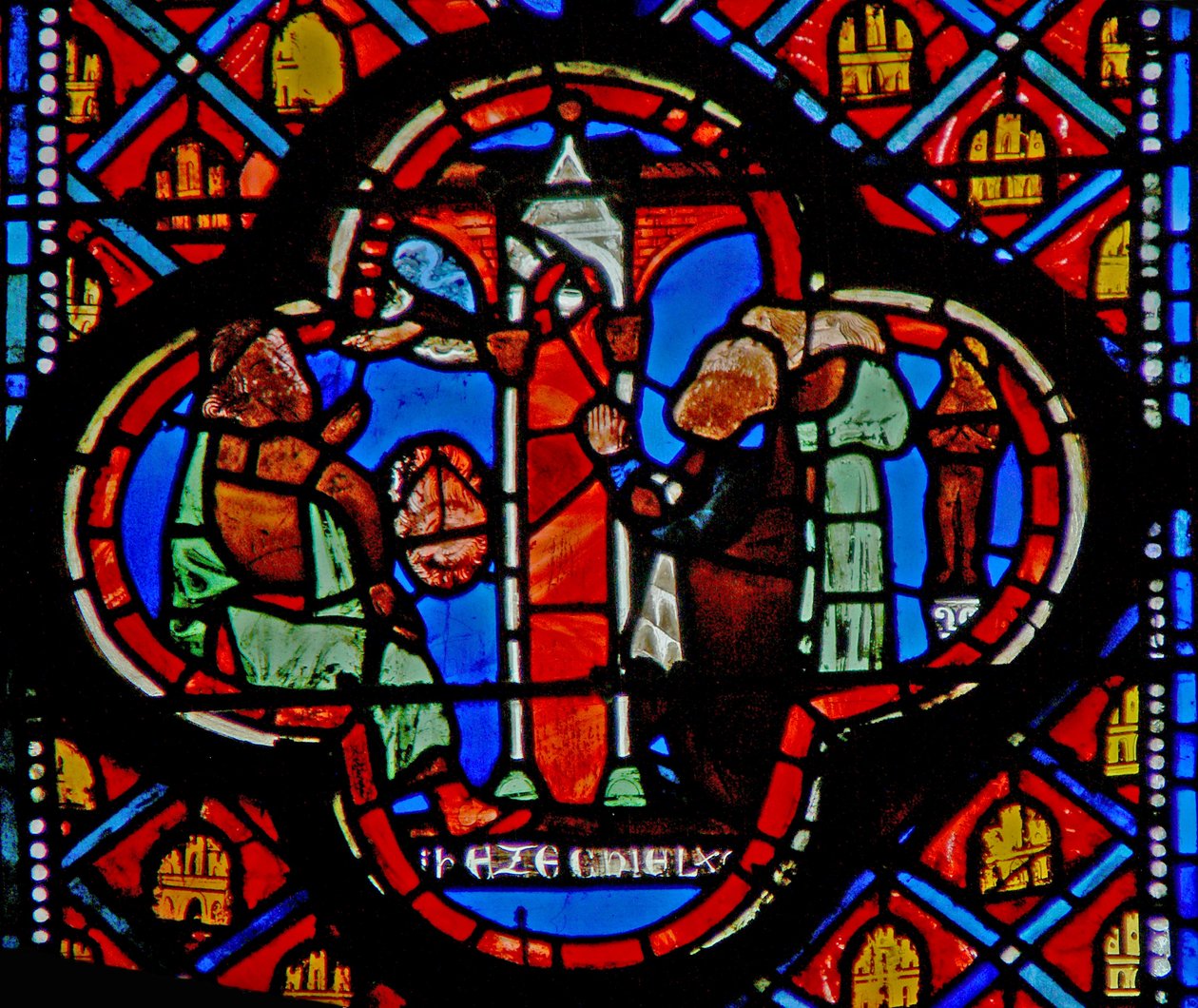 Window w10 Ezekiel ser människor som avgudar solen Ez VIII 15 av French School