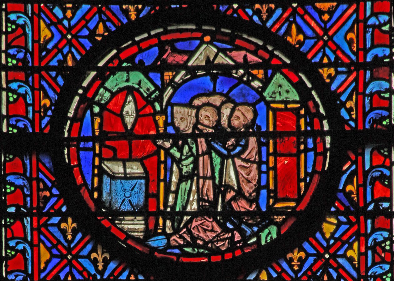Fönster w12 Judith helgar åt Gud en anathema för Holofernes Judith XVI 23 av French School