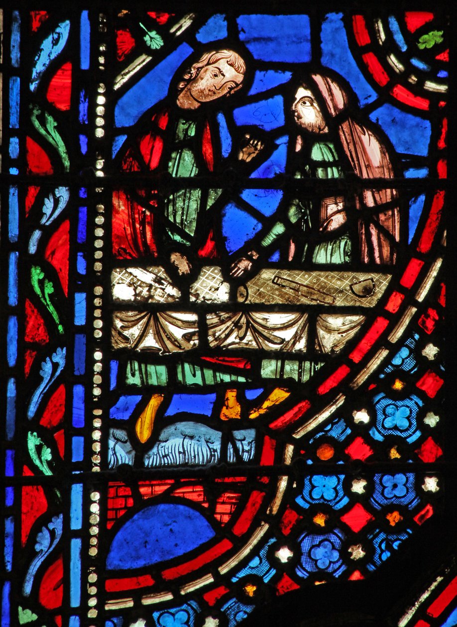 Fönster w14 Saul tar emot Samuel I Sam 9 22-24 av French School