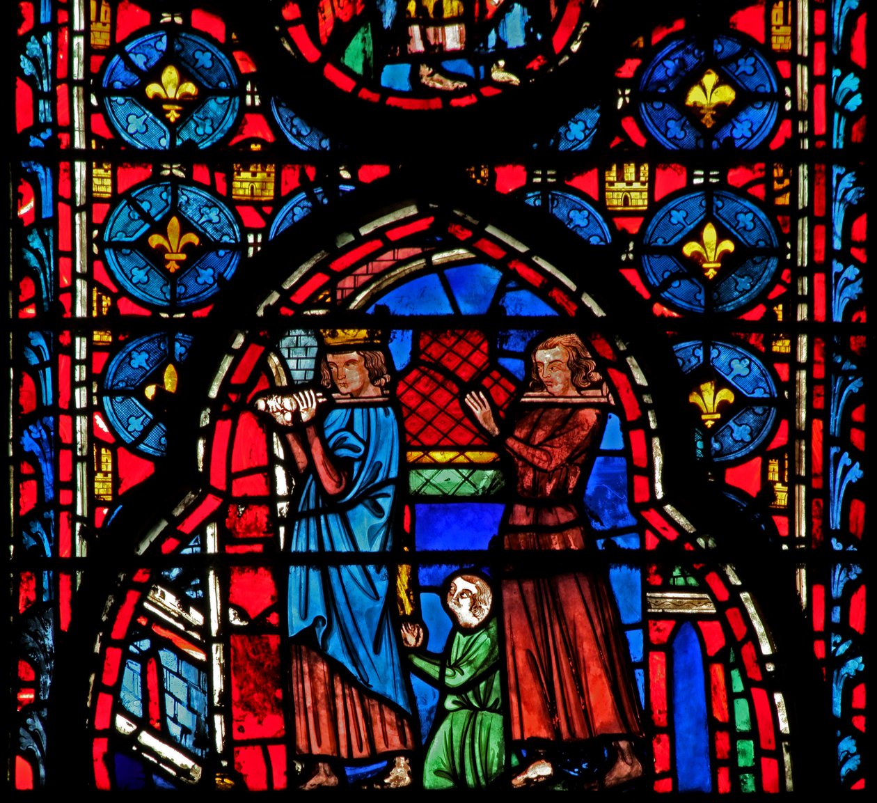 Window w15 St Louis - och Robert dArtois bär relikerna till Sens av French School