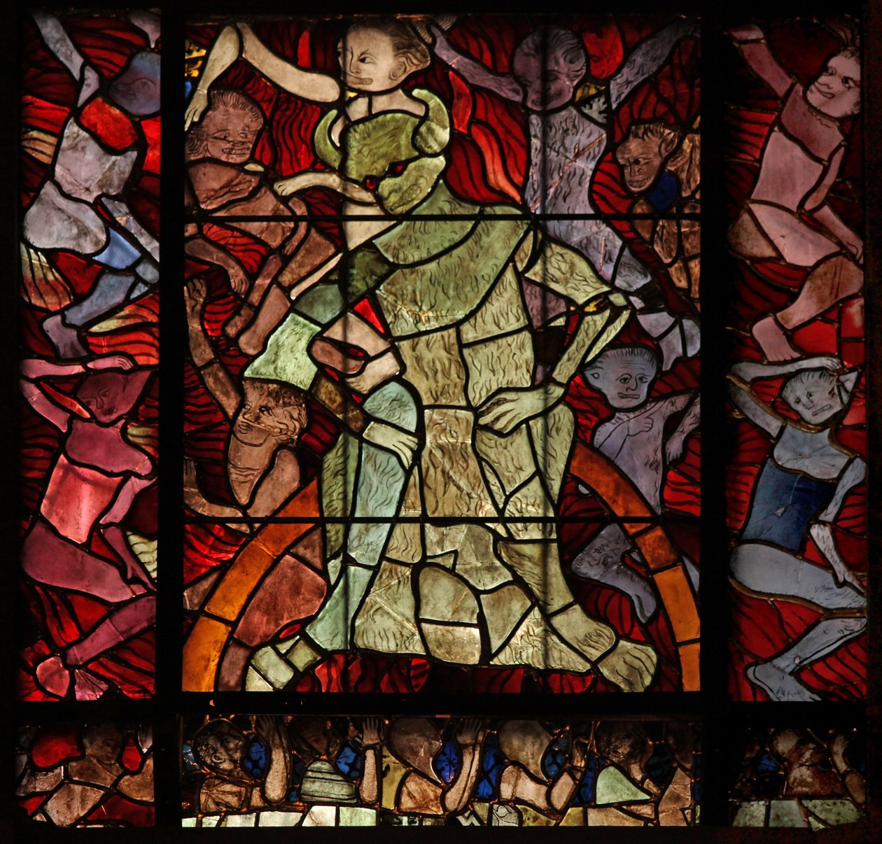 Fönster w16 som visar en scen från Last Judgement: the Damned av French School