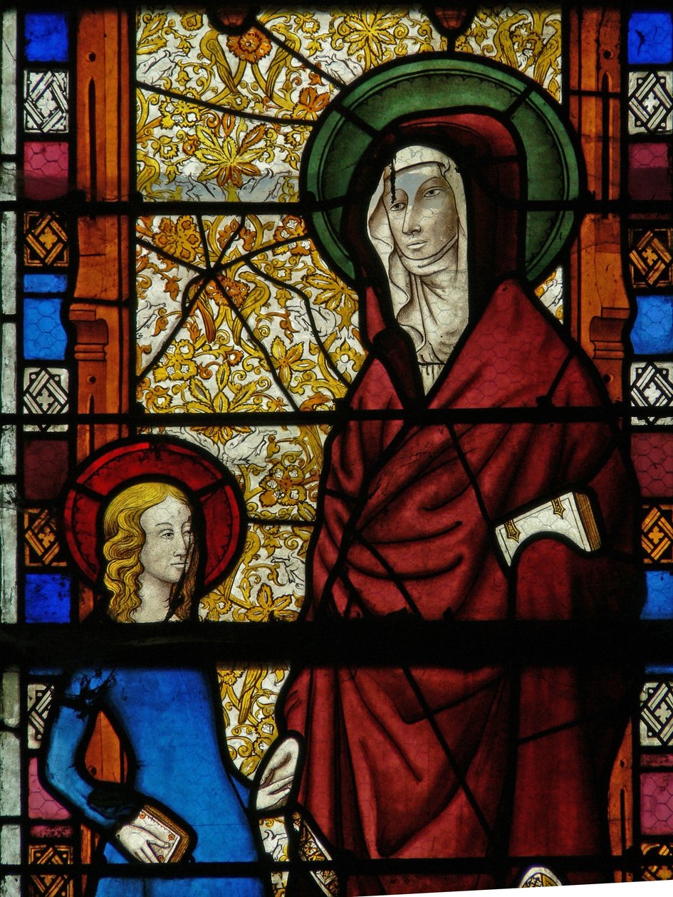 Fönster w17 föreställande St Anne och Jungfru Maria av French School