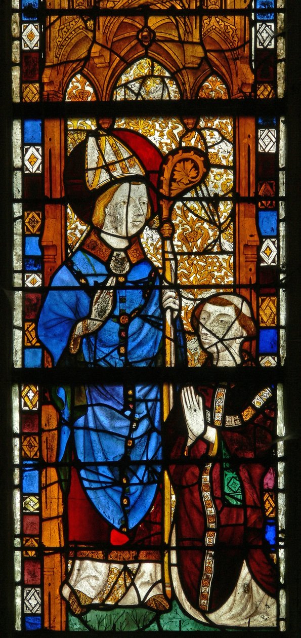 Fönster w17 föreställande St Nicholas och donatorn Oudin de Troyes av French School