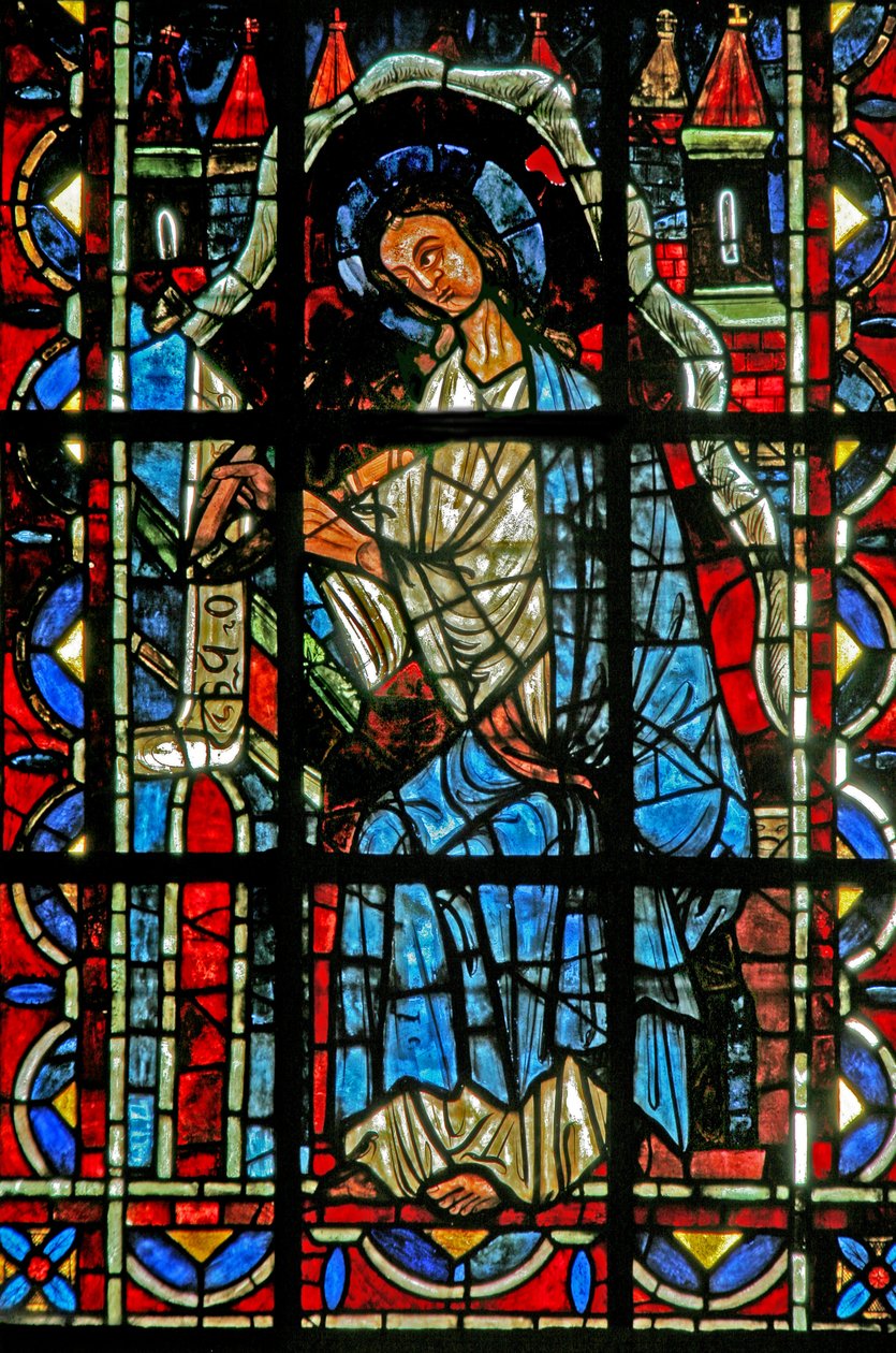 Fönster w202 som visar Johannes som skriver evangeliet av French School