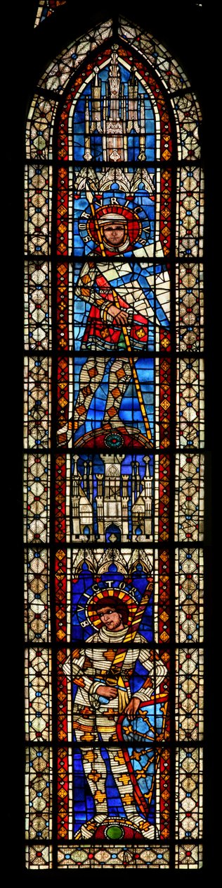 Fönster w203 föreställande St Maurice och St Victor (målat glas) av French School