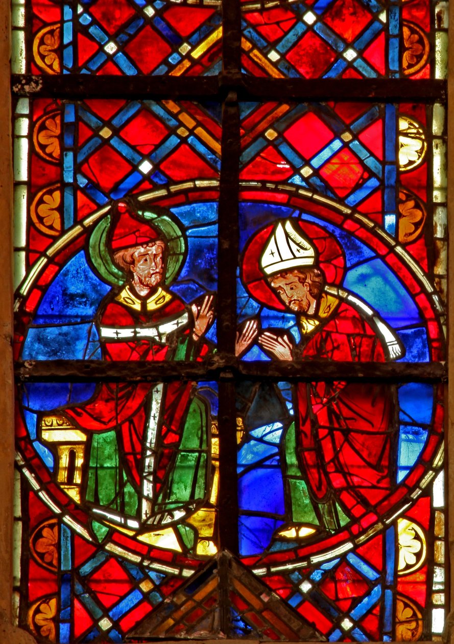 Fönster w211 som visar St Peter skickar St Denis till Gallien av French School
