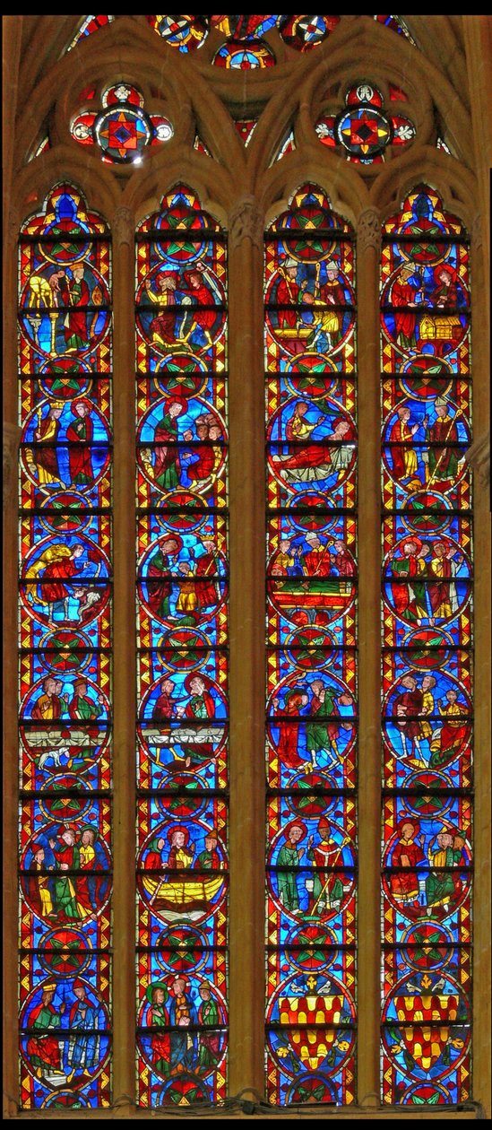 Fönster w213 föreställande St Thomas och St Stephens fönster av French School