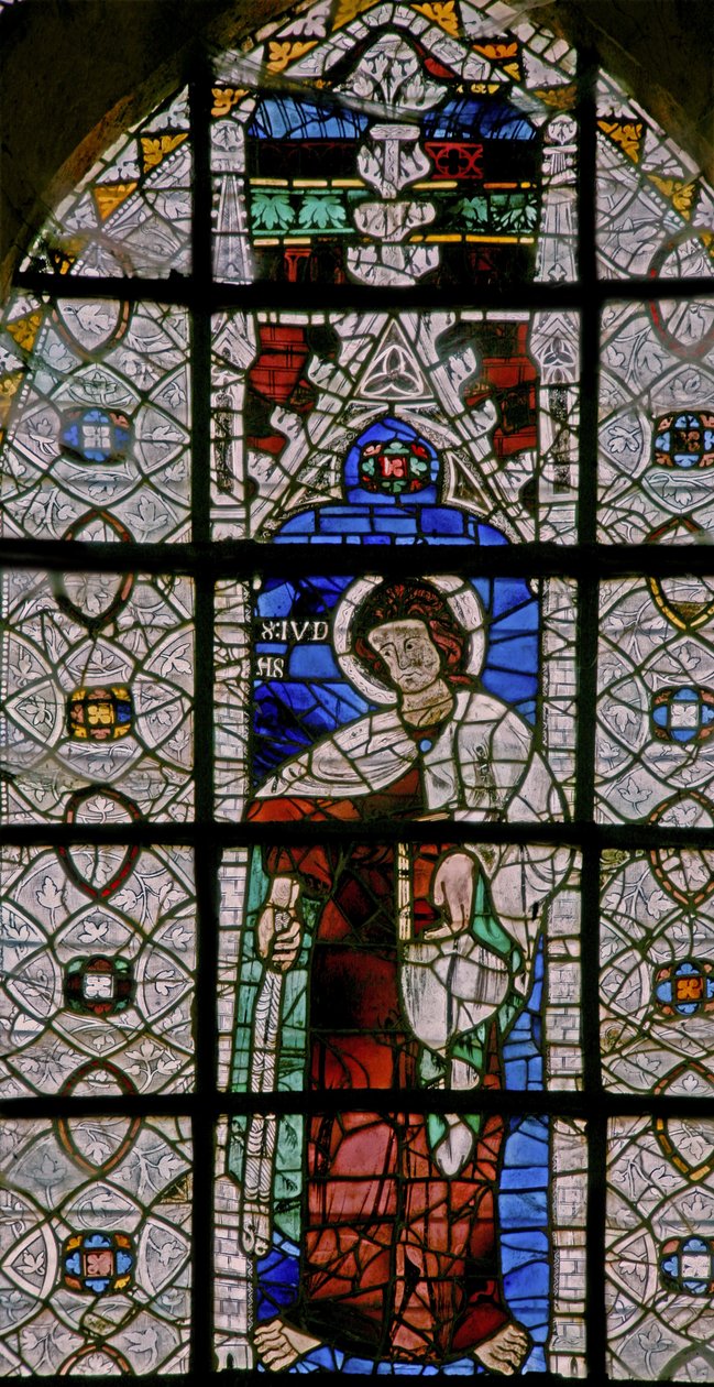 Fönster w227 som visar den helige Judas Iskariot (en sällsynt skildring av Judas som ett helgon) av French School