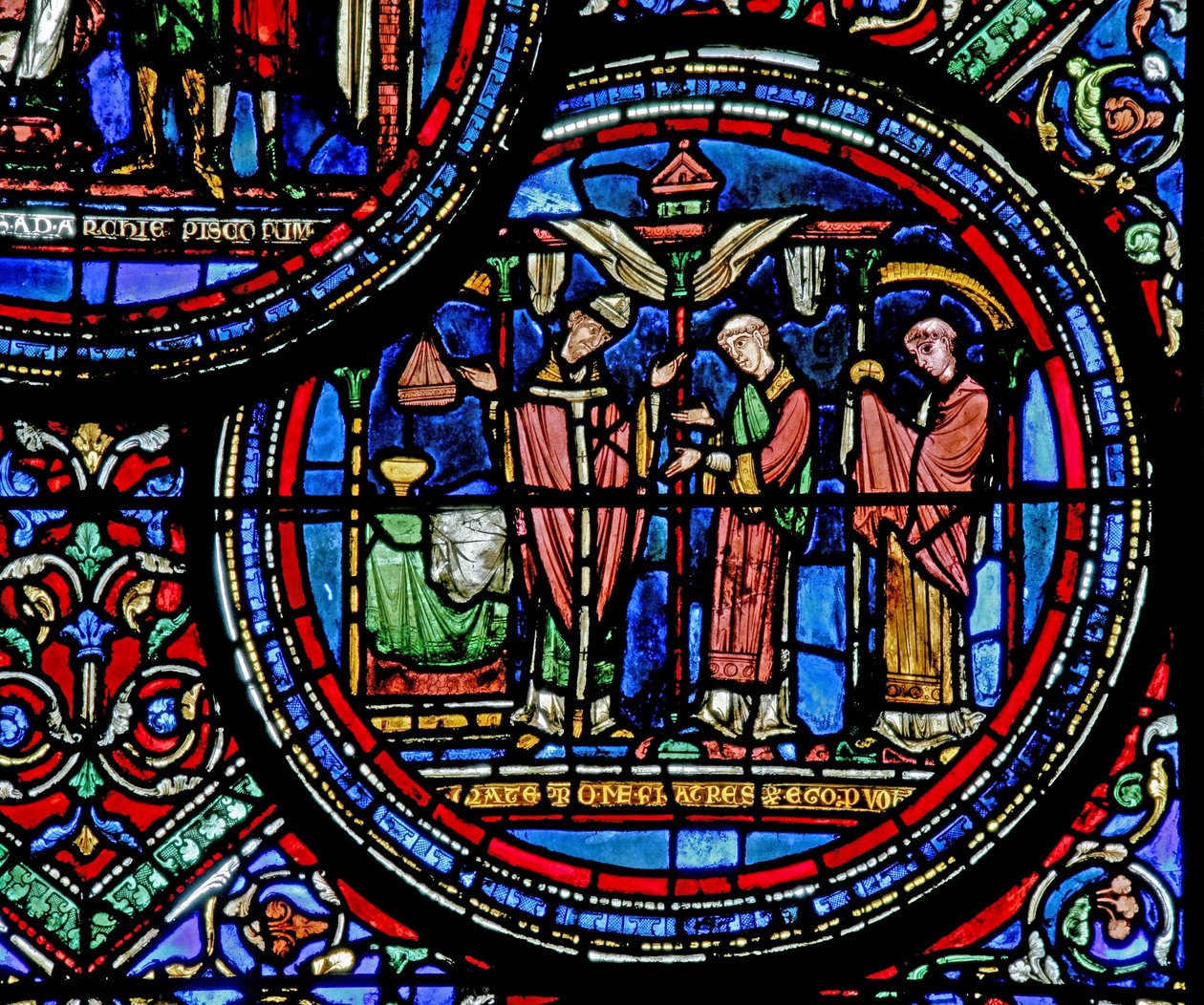 Fönster w23 föreställande St Thomas Becket firar mässa av French School