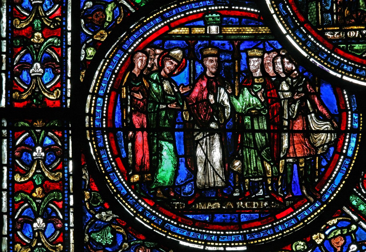 Fönster w23 föreställande St Thomas Becket med Henrik II och Ludvig VII av French School