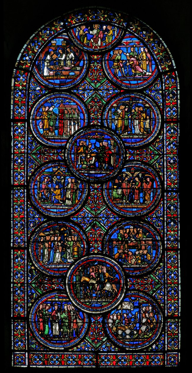 Fönster w23 som visar St Thomas Becket-fönstret av French School