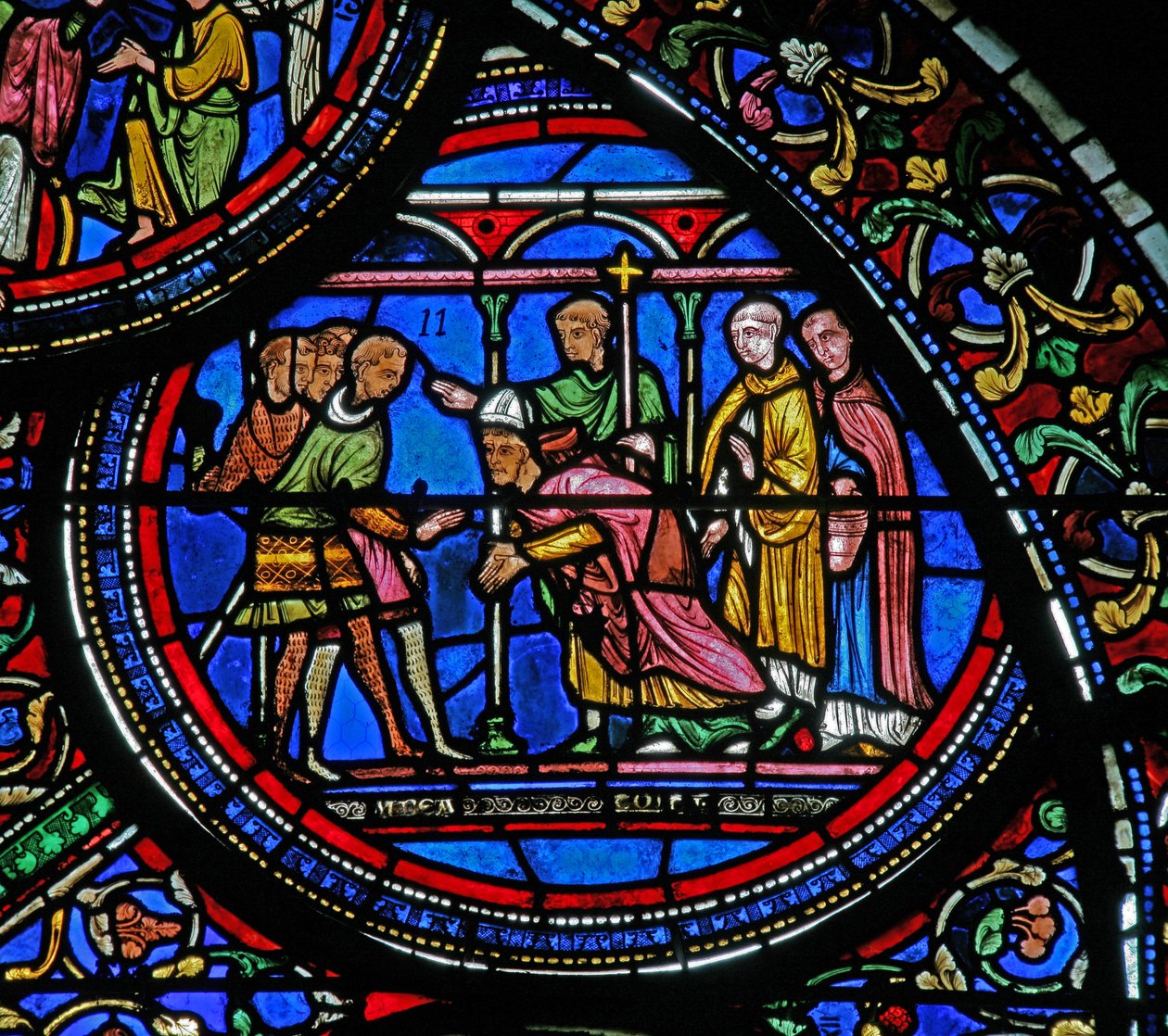 Fönster w23 som visar mordet på St Thomas Becket av French School