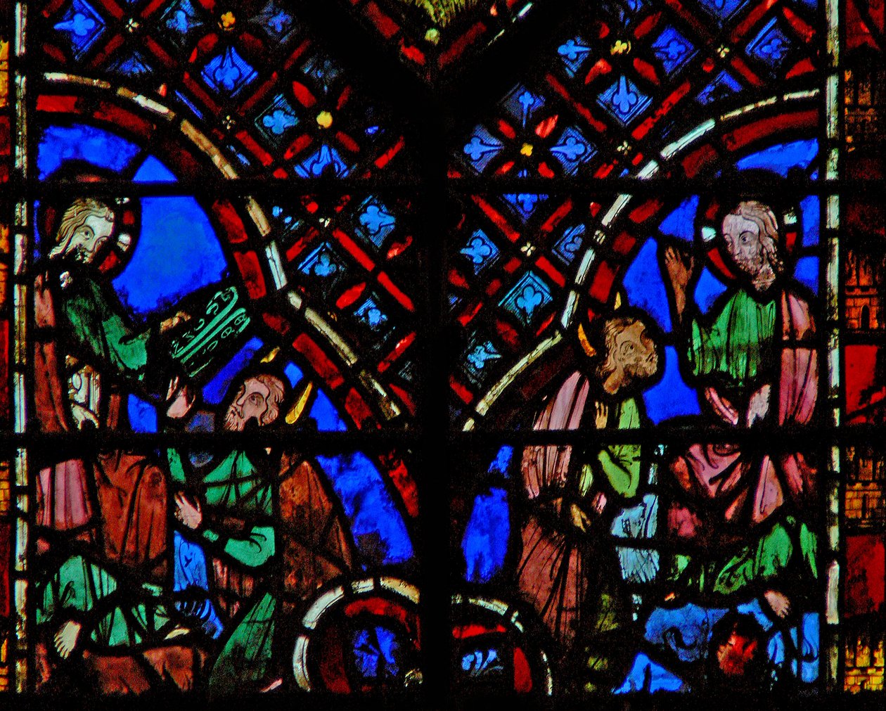 Fönster w2 Gud ger Moses lagens tabeller Ex XXXI 18 av French School