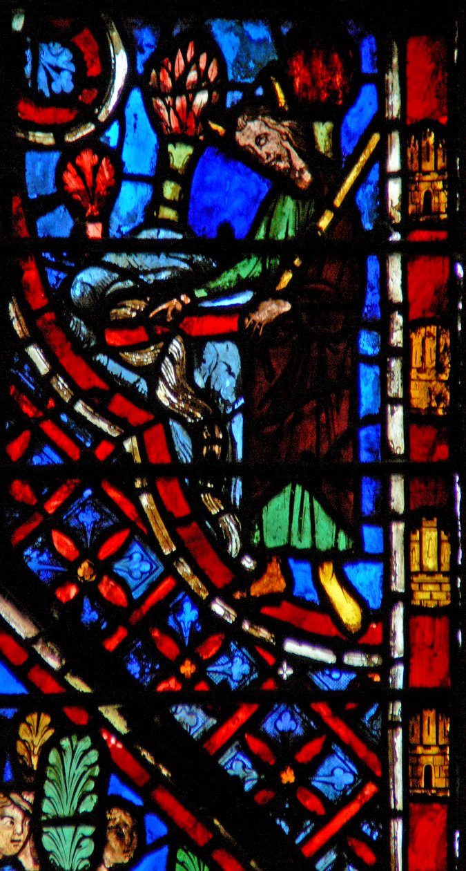 Fönster w2 Moses vid Horebs klippa Ex XVII 35 av French School