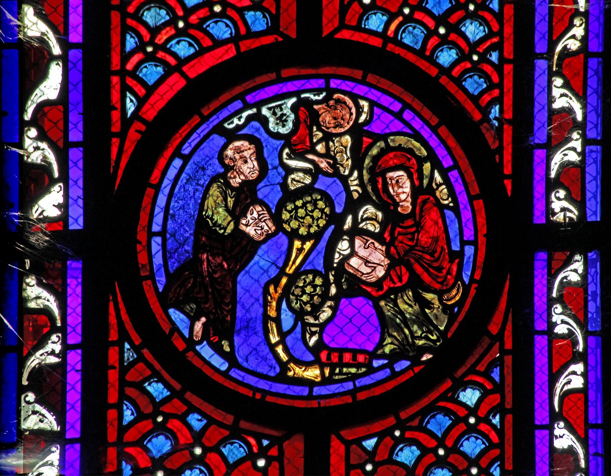 Fönster w2 som visar en scen ur Maria Magdalenas liv - helgonet i Provence av French School