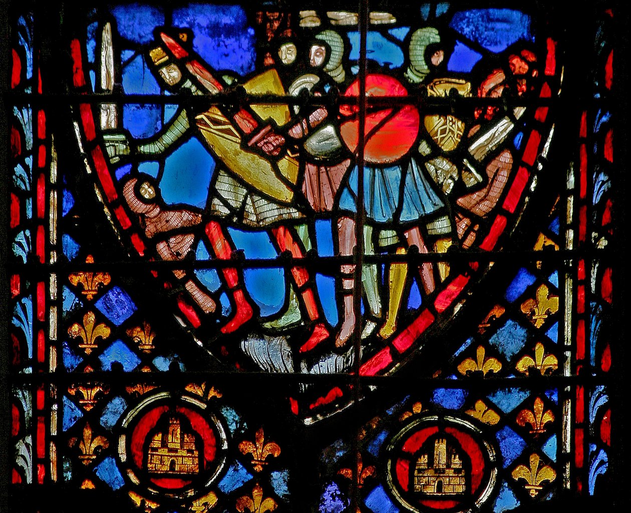 Window w3 En kamp (mot amalekiterna? Numb XIV 45) av French School