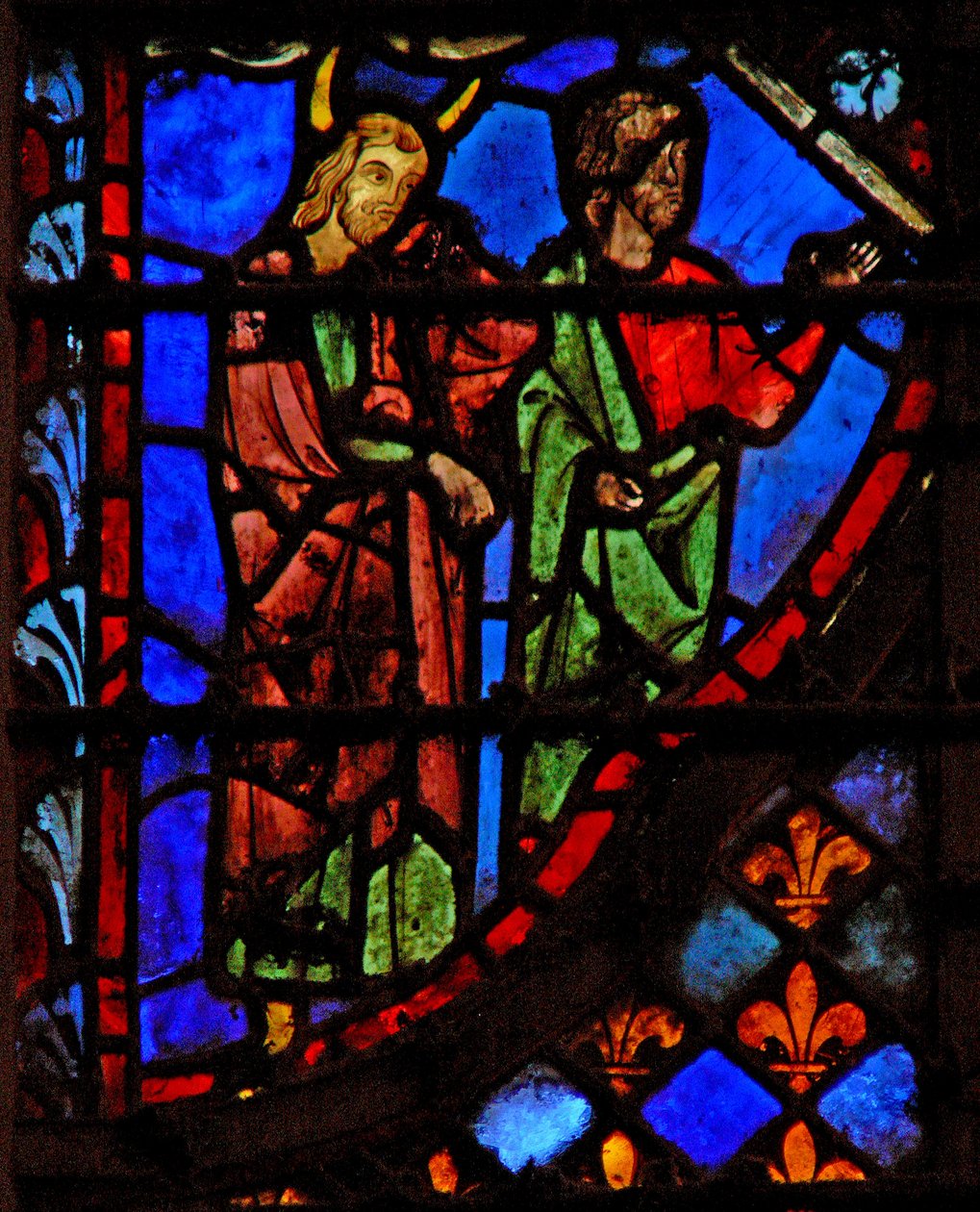 Fönster w3 Moses och en följeslagare av French School