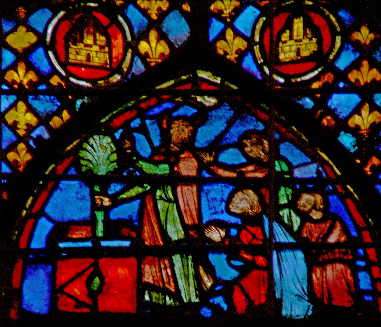 Fönster w3 Moses placerar blomstaven på altaret Numb XVII 10-11 av French School