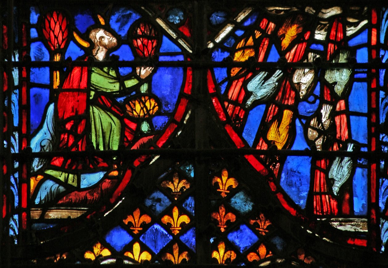 Fönster w3 Moses ber: vaktlarna går ner. Numb XI 31 av French School