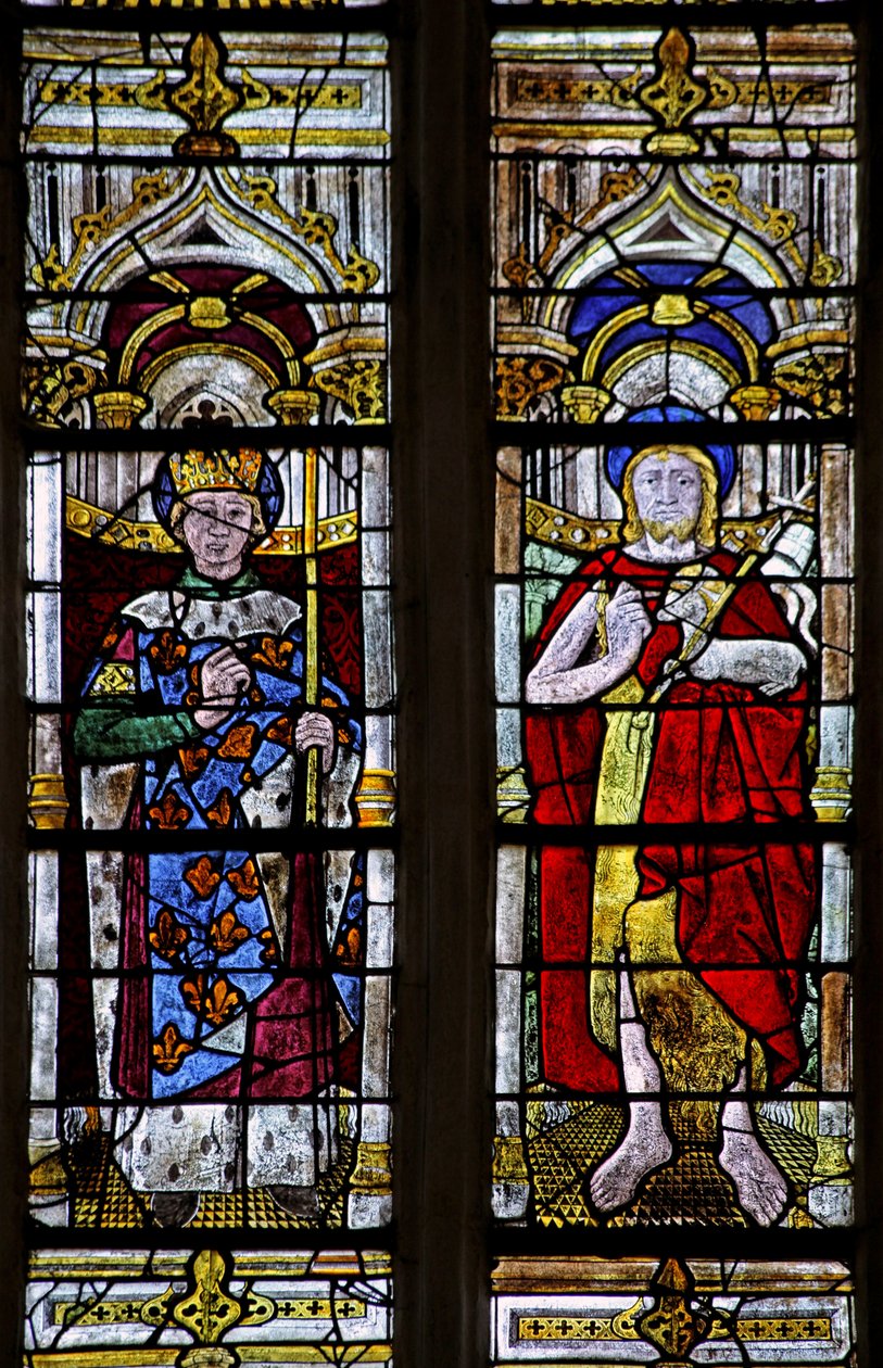 Fönster w3 föreställande St John the Baptist och St Louis av French School