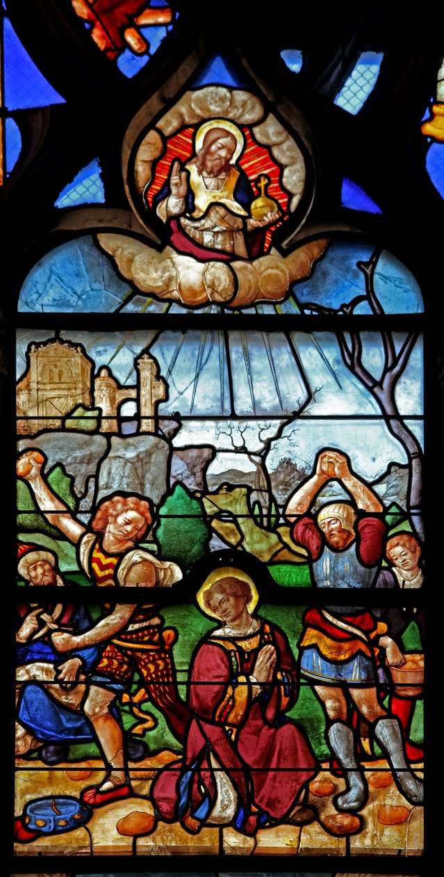 Fönster w46 som visar St Stephens martyrskap av French School