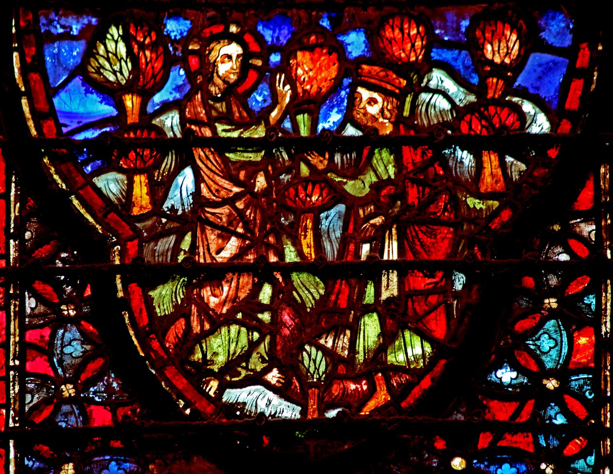 Fönster w4 Gud talar till Joshua Josh I 1-19 av French School