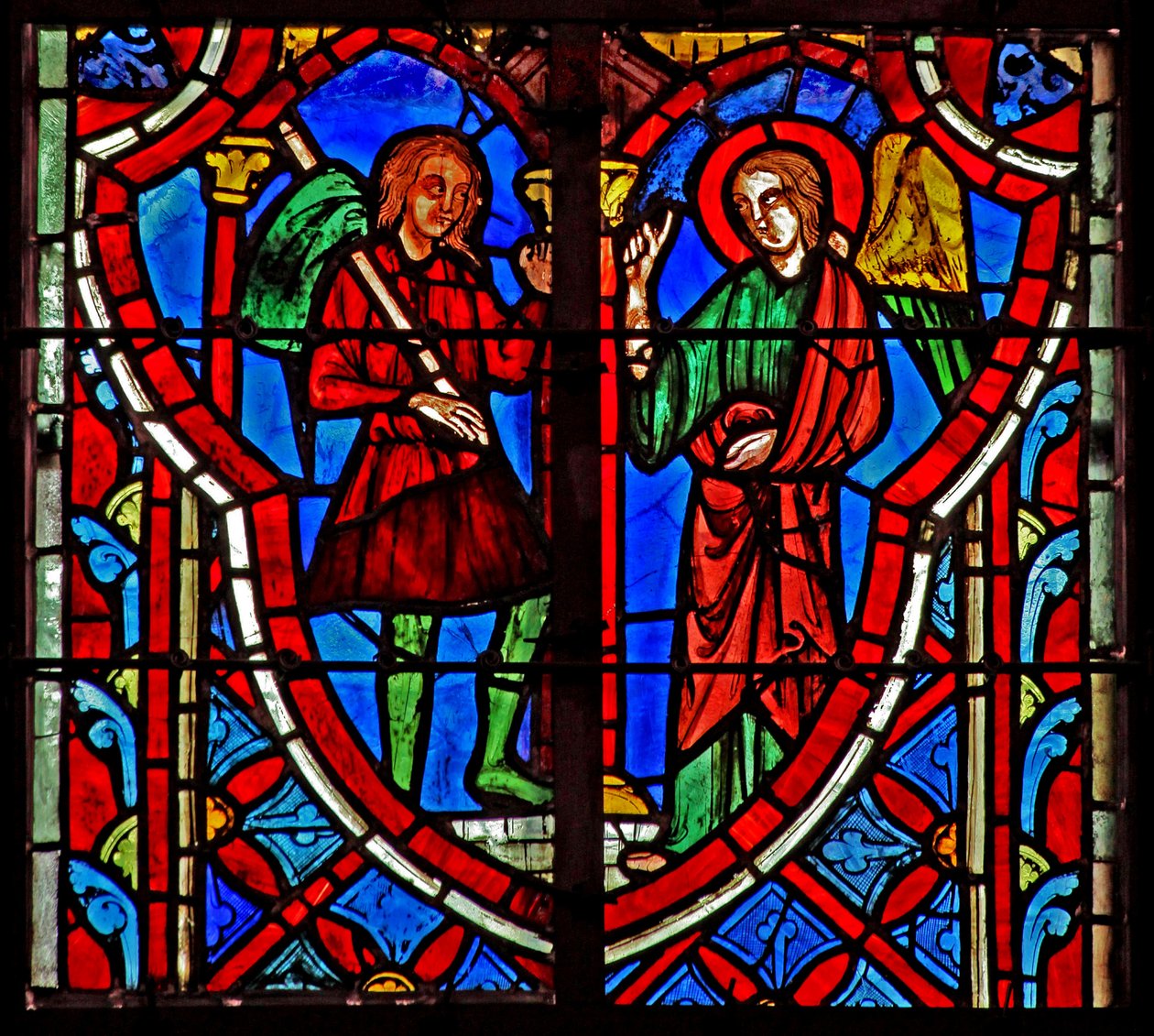 Fönster w5 Gideon möter och ängel. Domare VI 11 av French School