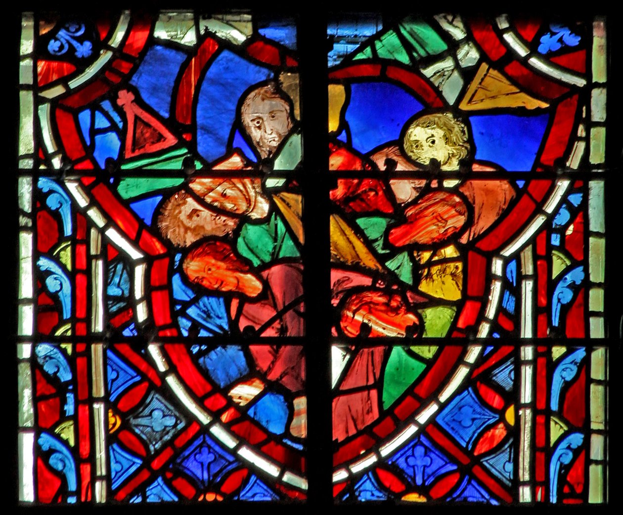 Fönster w5 Simson fäller templet Domare XVI 28 av French School