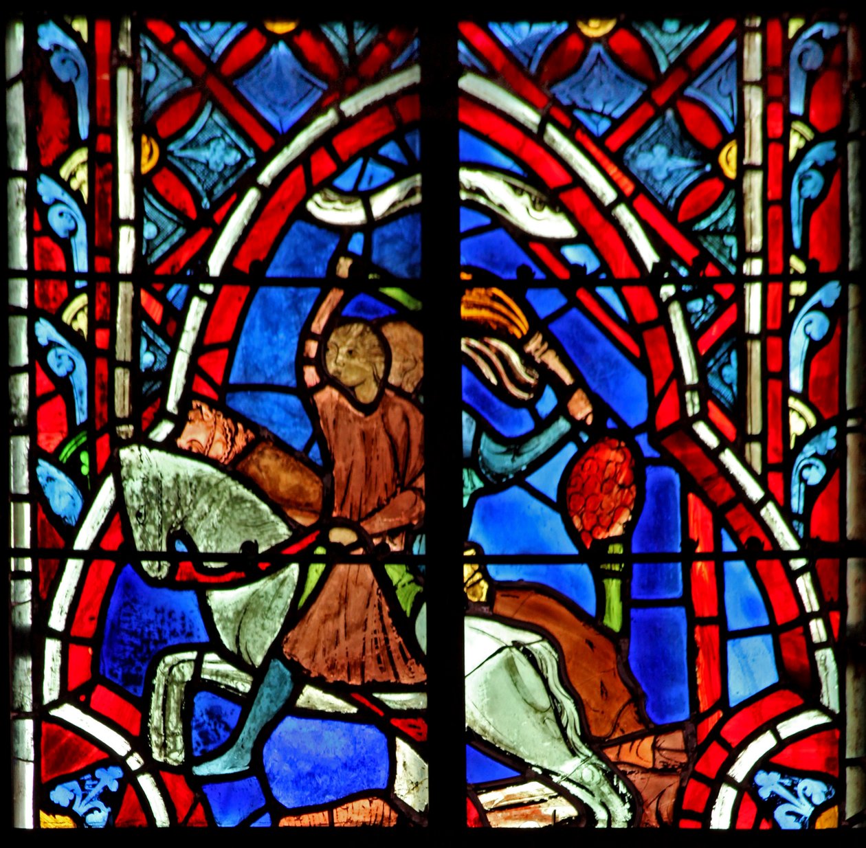Fönster w5 straffen för tjänstemännen i Sukkot. Domare VIII 1-17 av French School