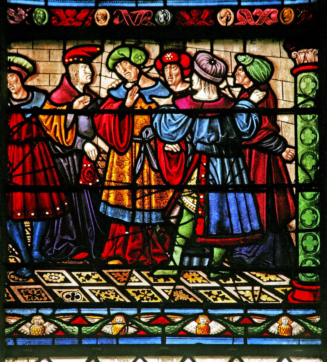Fönster w6 föreställande fariséer i synagogan av French School