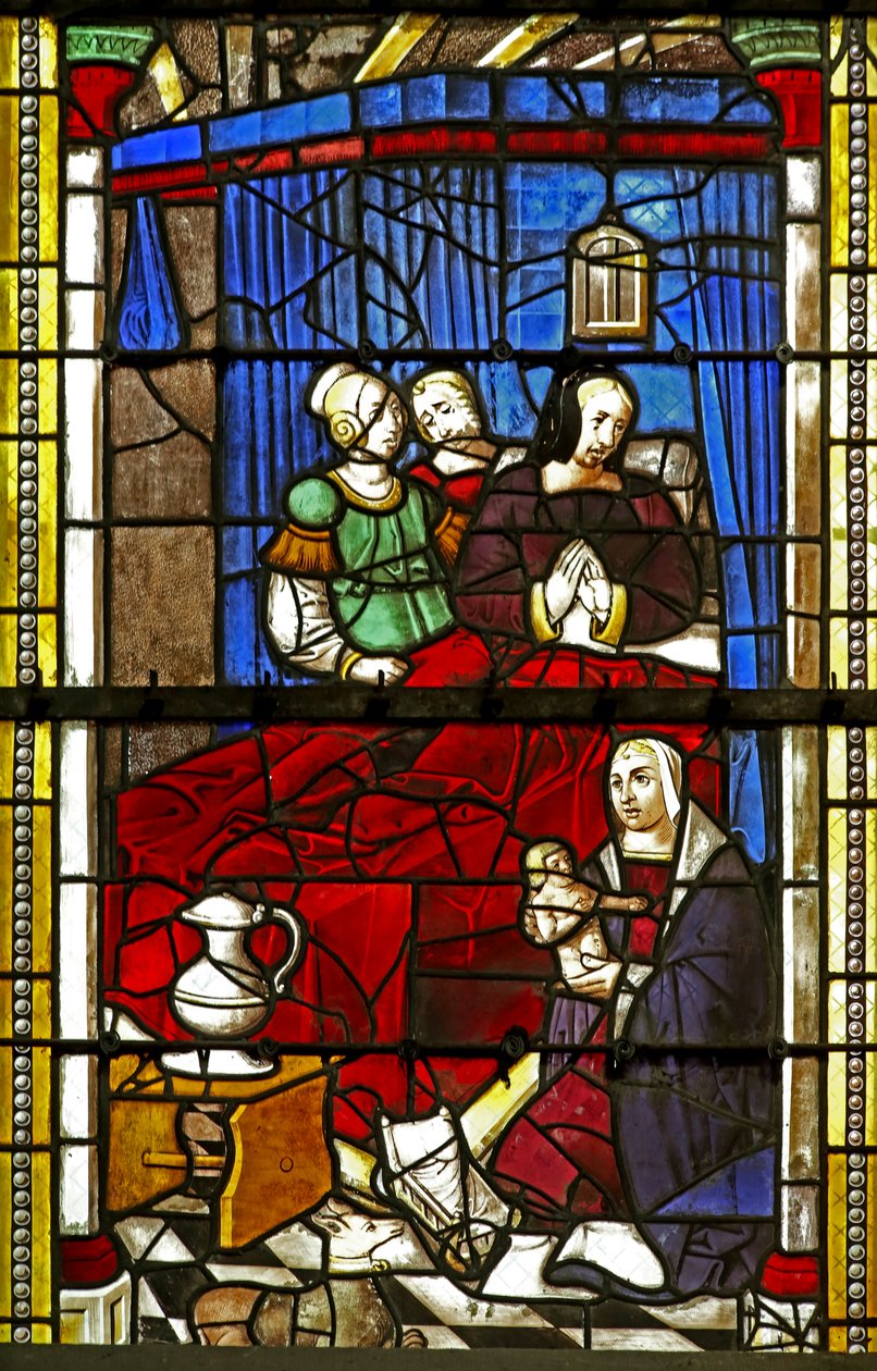 Fönster w6 som visar St John Baptists födelse av French School