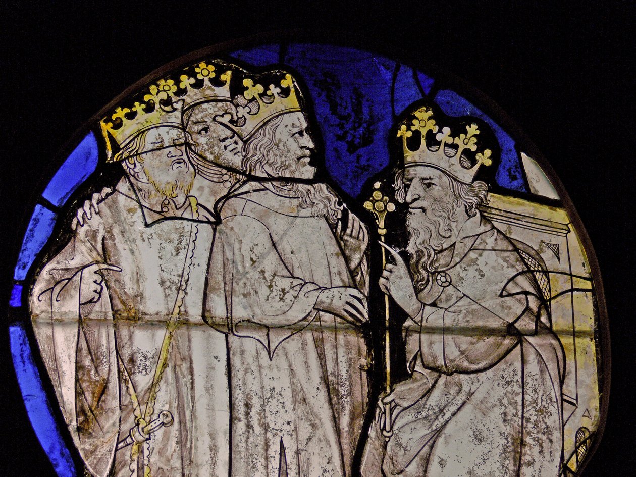 Fönster w72 som visar magerna före Herodes - panel från de låga länderna? av French School