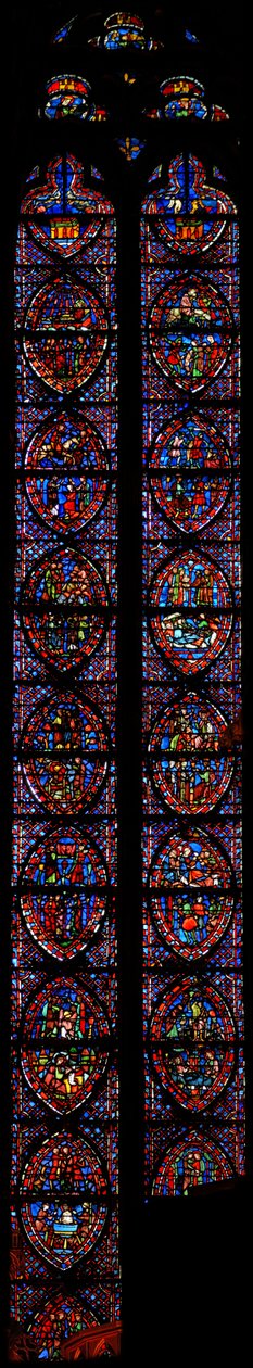 Fönster w7 historien om St John Evangelist (V) och Kristi barndom (R) av French School