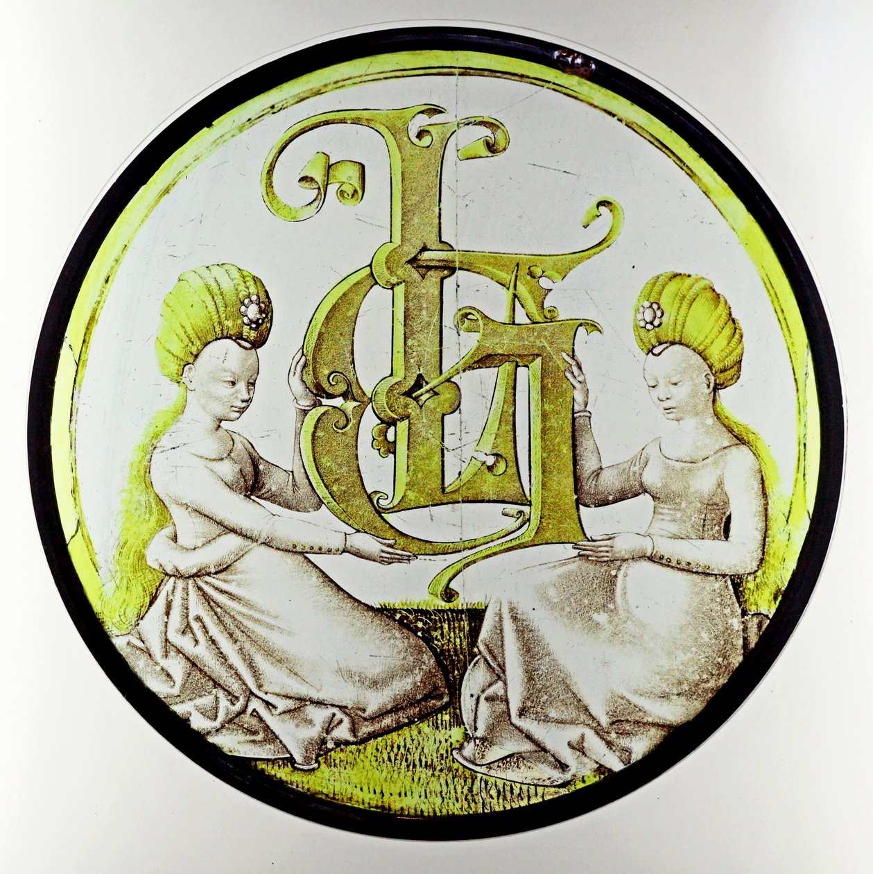 Fönster w80 som visar Laurent Gyrards monogram av French School