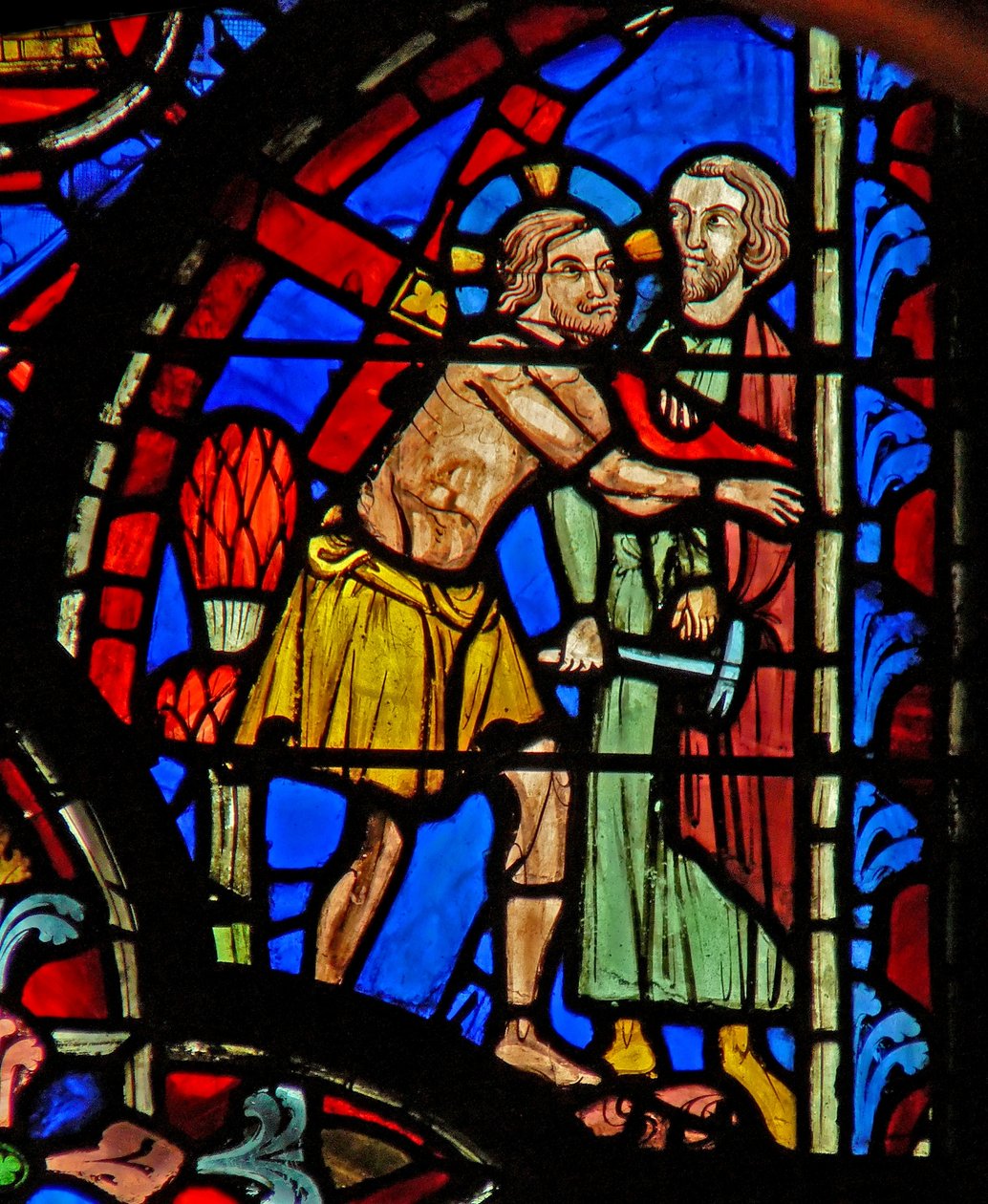 Fönster w8 Jesus bär korset: Via Crucis av French School
