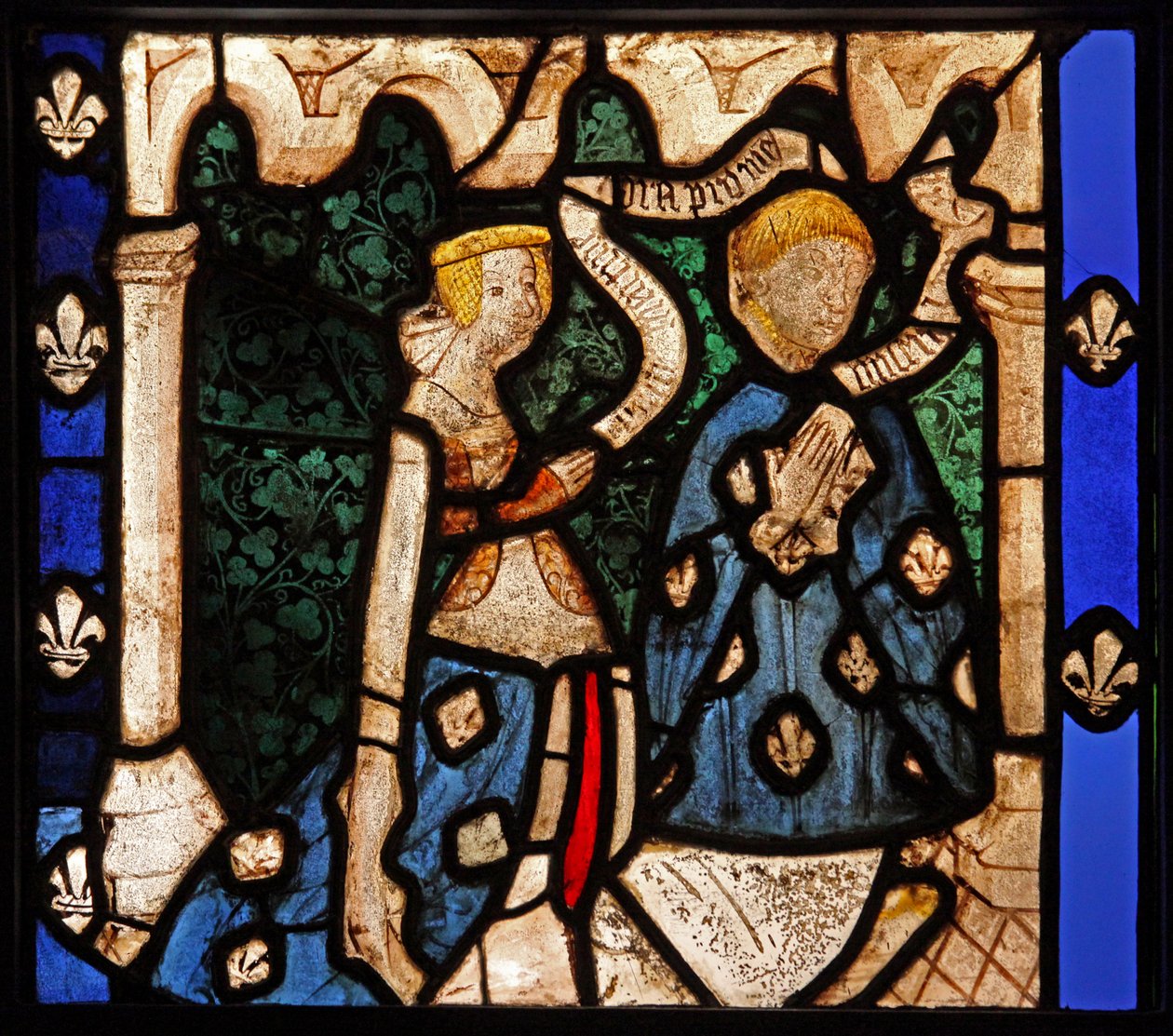 Fönster w9 som visar donatorer, från Church of Betton, Bretagne av French School