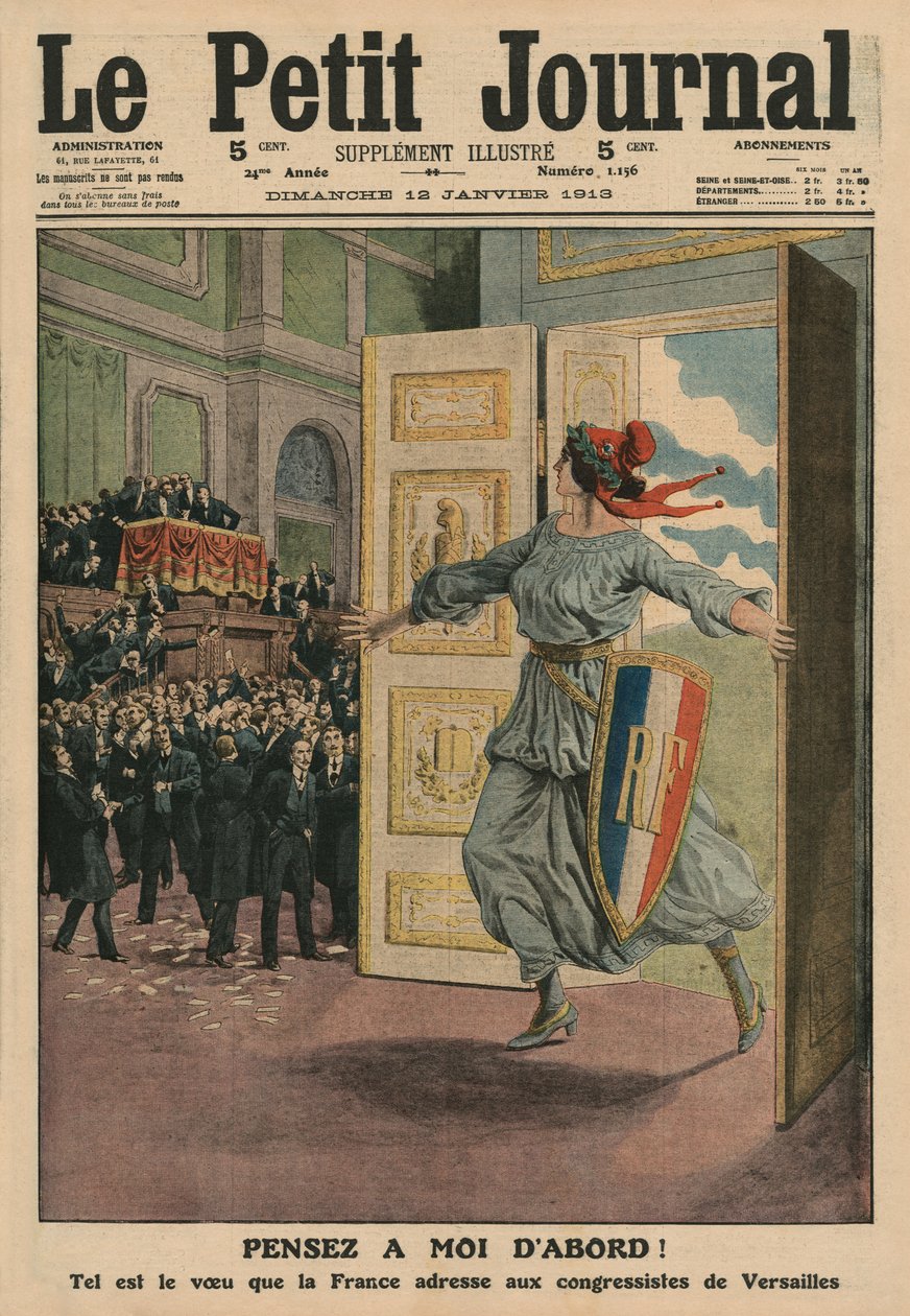 Franska republikens önskan vid kongressen i Versailles, Tänk först på mig, illustration på framsidan från 