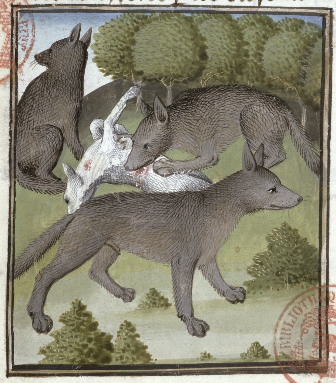 Wolves, från Jaktens bok av Gaston Phebus av French School