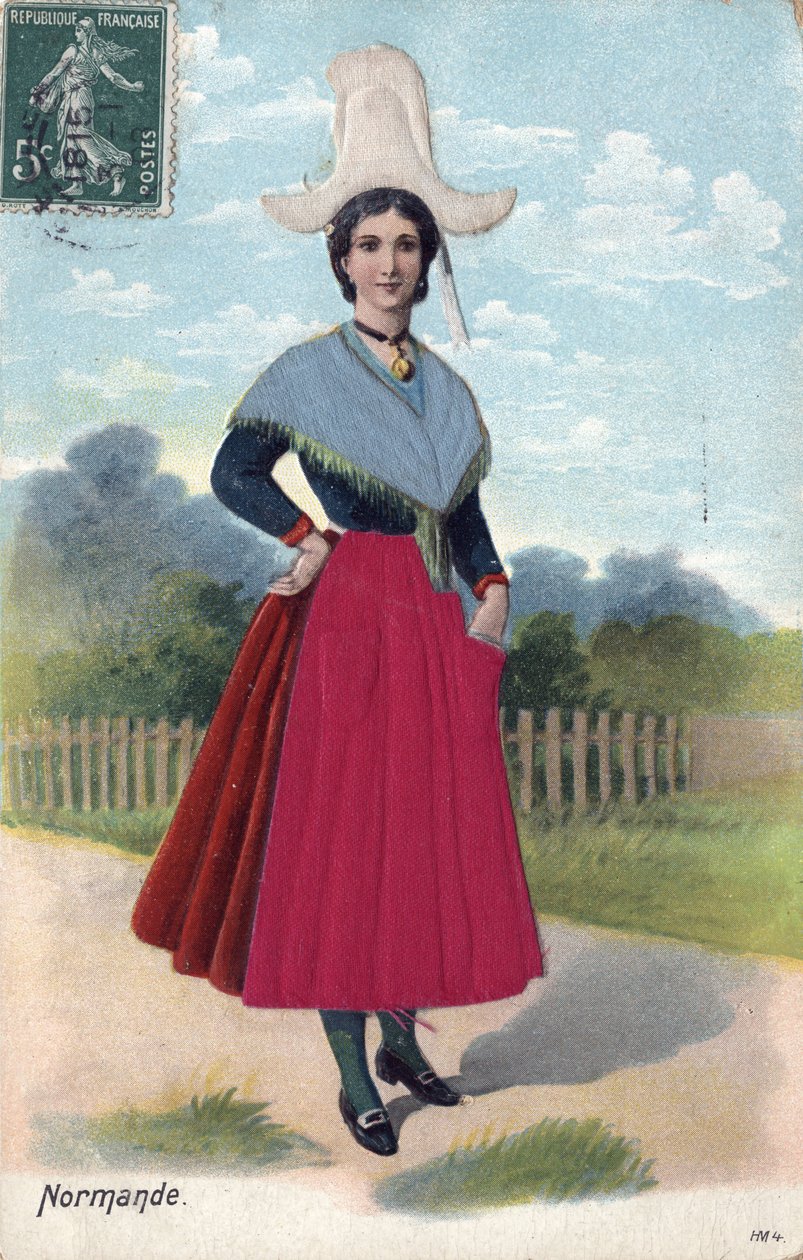 Kvinna i traditionell dräkt från Normandie C. 1910 - Kvinna i traditionell dräkt från Normandie av French School