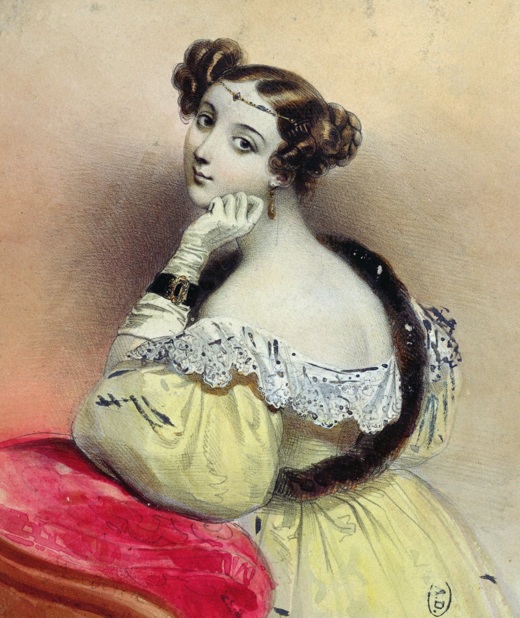 Kvinna med diadem, ca 1835 av French School