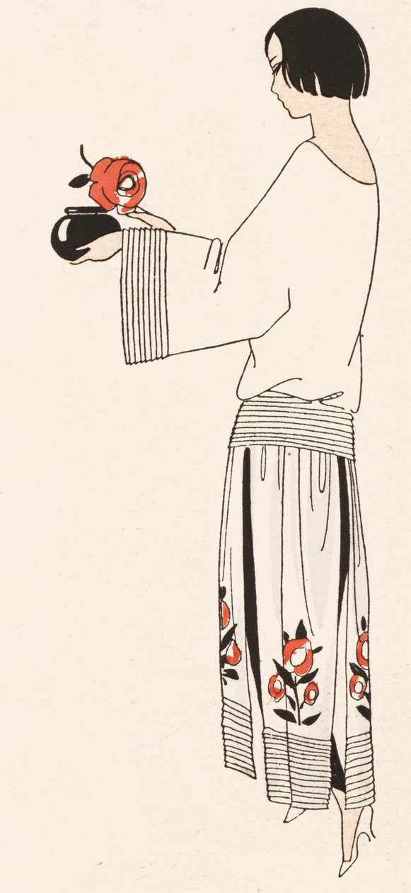 Dammode från 1920-talet (färglitografi) av French School