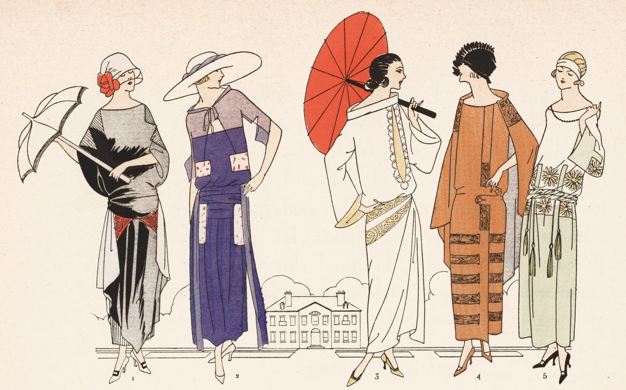 Dammode från 1920-talet (färglitografi) av French School