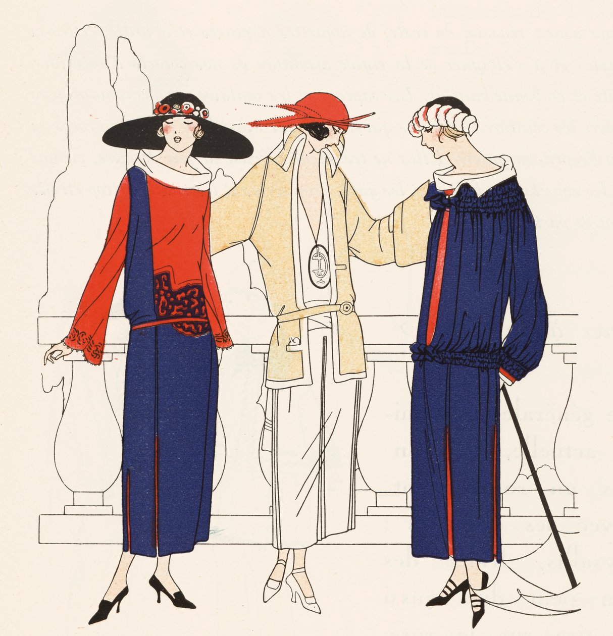 Dammode från 1920-talet av designern Jean Patou (färglitografi) av French School