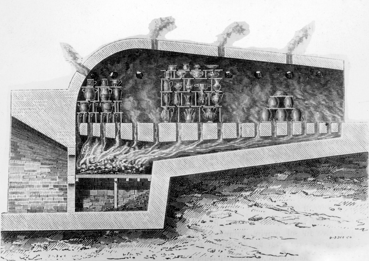 Vedugn för keramikbakning, 1882 av French School