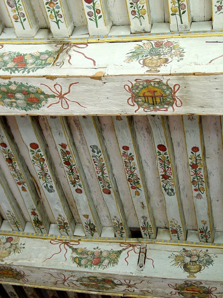 Träbjälkar, Chateau dOiron, Loiredalen (målat trä) (se även 265494) av French School